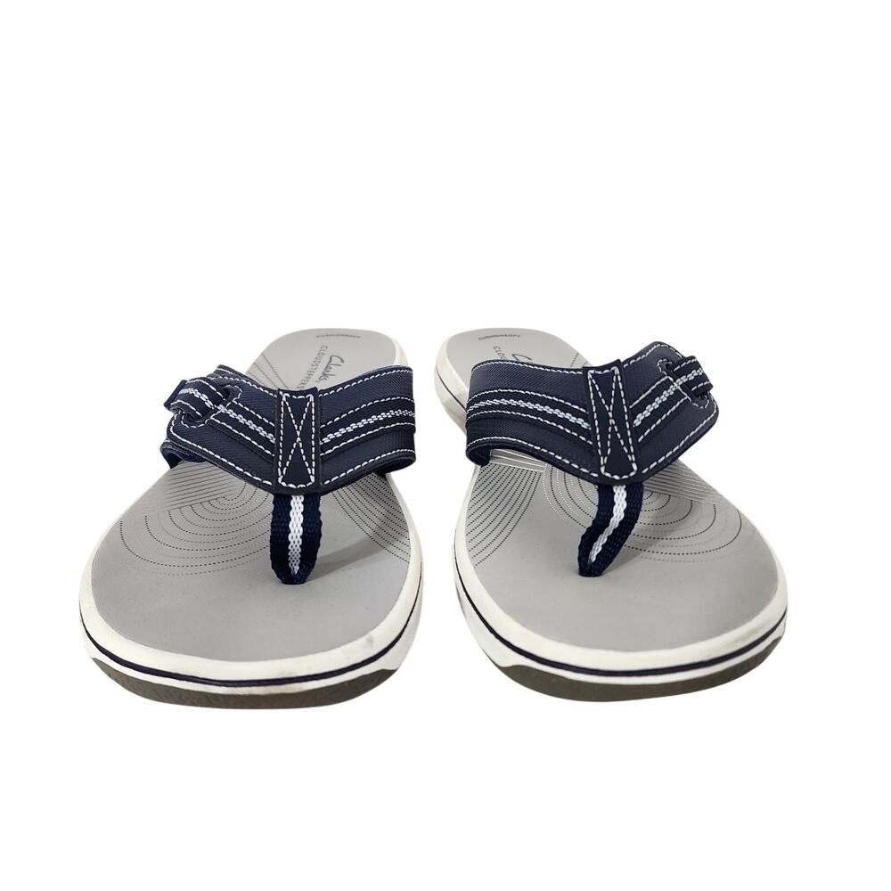 Clarks Cloudsteppers Women's Brinkley Jazz Flip Flops Sandals Navy 7M Slip On - Picture 2 of 10